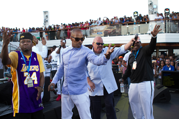 Pool deck party with the celebrities