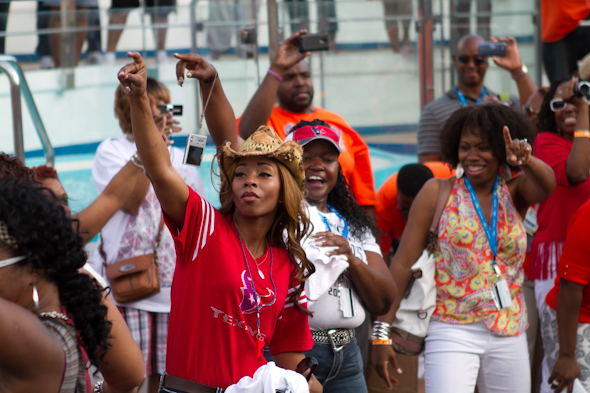 Pool deck party with the celebrities