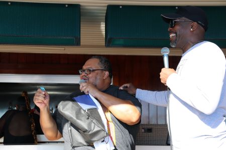 GoGo Day Party: Huggy Lowdown and Chris Paul at The Tom Joyner Foundation Fantastic Voyage 20 in 2021